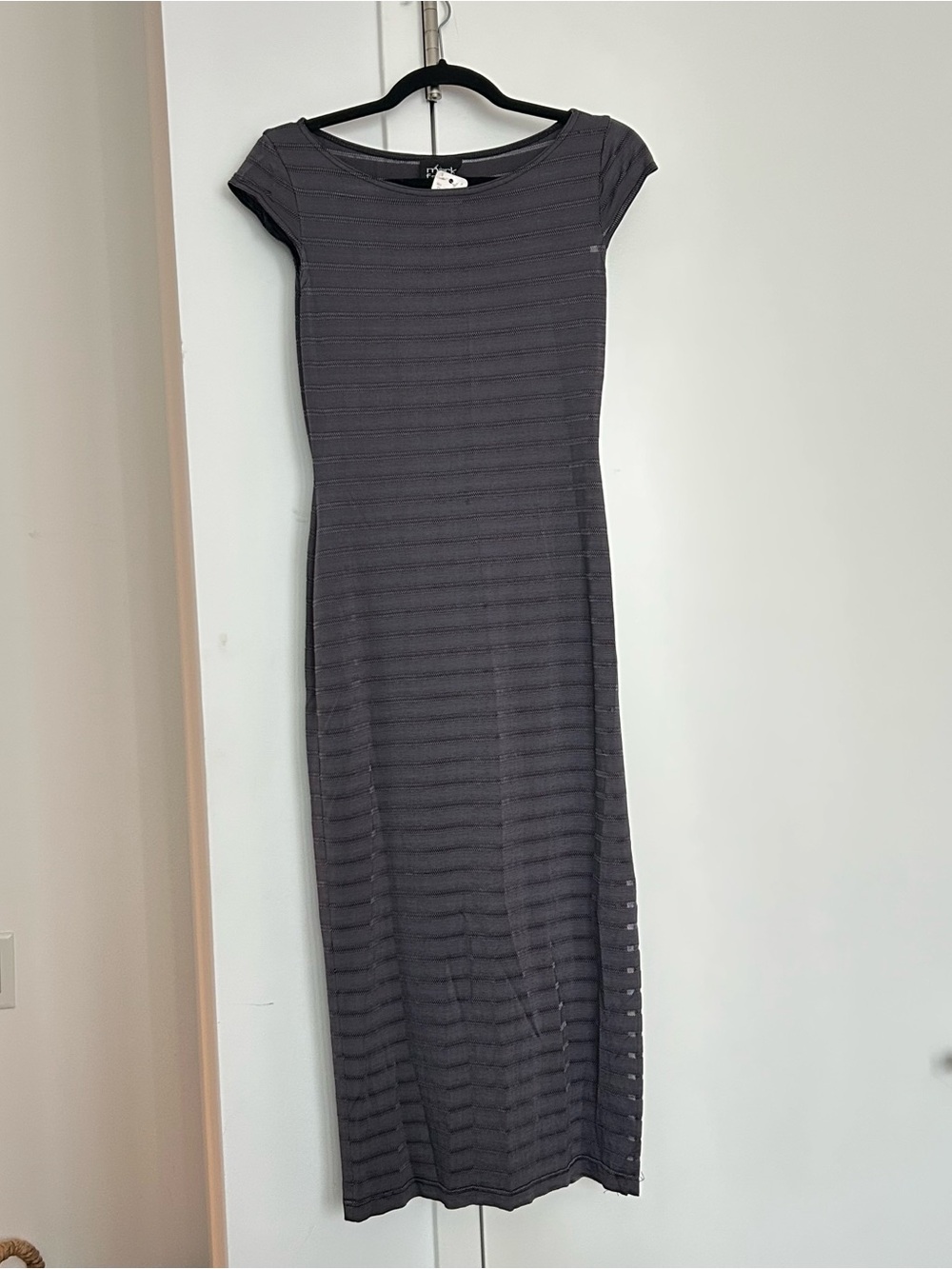 Women’s Slim Fit Ribbed Maxi Dress - Gray/Purple